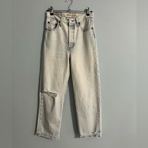 Women’s Levi Ribcage Straight Ankle, Frayed Hem, Jeans, 25
